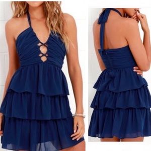 Lulu’s Criss Cross Halter Mini Dress Sz M ::CC8